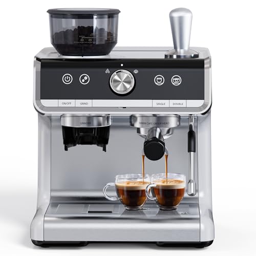 20 Bar Espresso Machine with Grinder and Milk Frother Steam Wand E3943