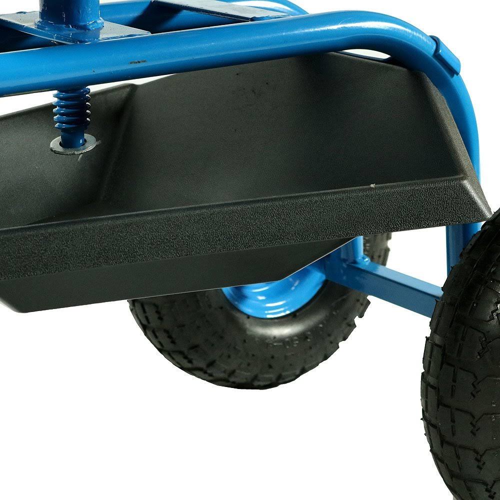 Blue Rolling Garden Cart with Extendable Steering Handle, Swivel Seat T359193
