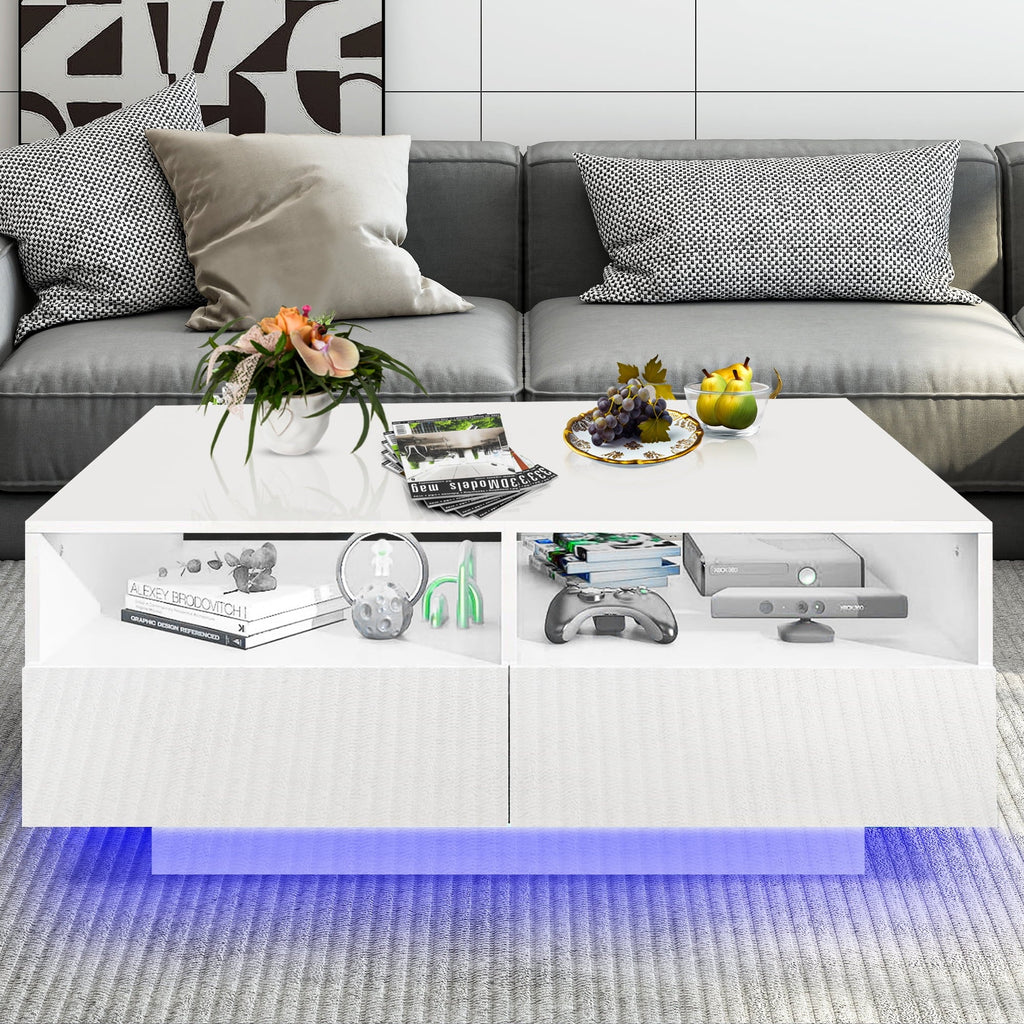 Black LED Coffee Table with 4 Drawers T12227