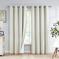 Natural Linen Blackout Curtains 84"Lx52"W Ivory Grommet Top, 2 F209