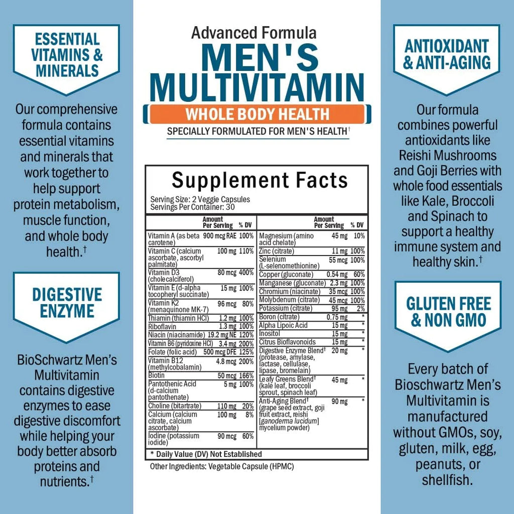 Men's Multivitamin with Vitamin C A B D3 E Zinc 60 Ct C405509