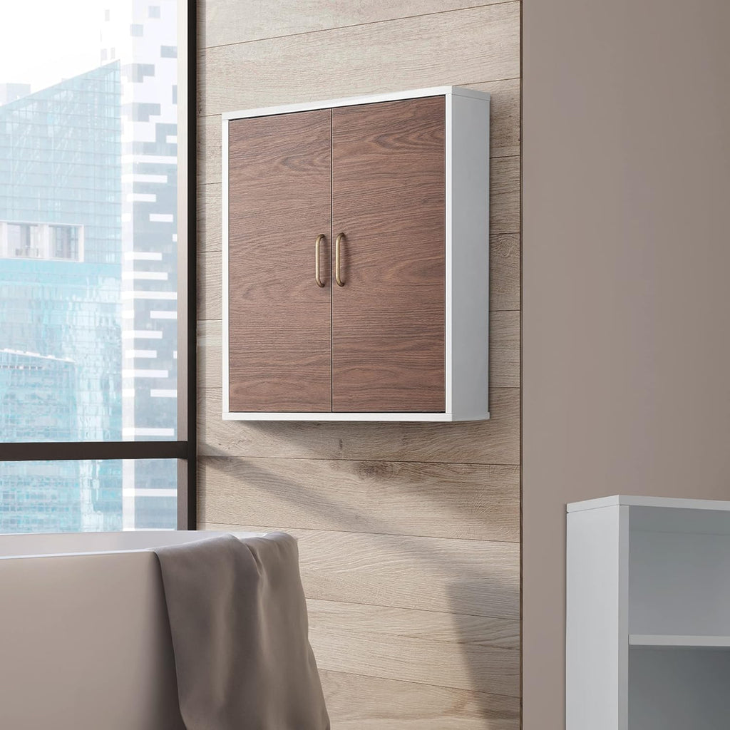 White Natural Wood Bathroom Wall Cabinet I3310