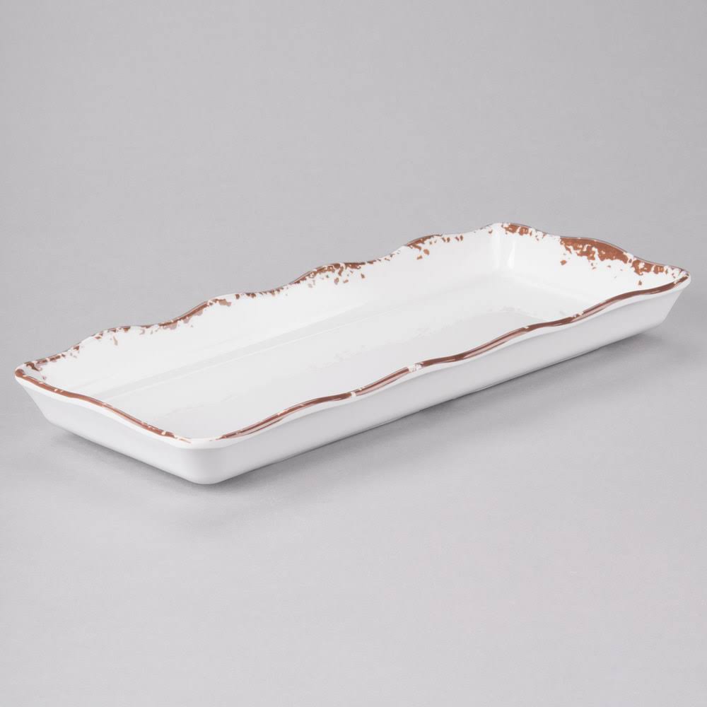 Tuscan Scalloped Melamine Rectangular Display Tray - 6/Pack R985701