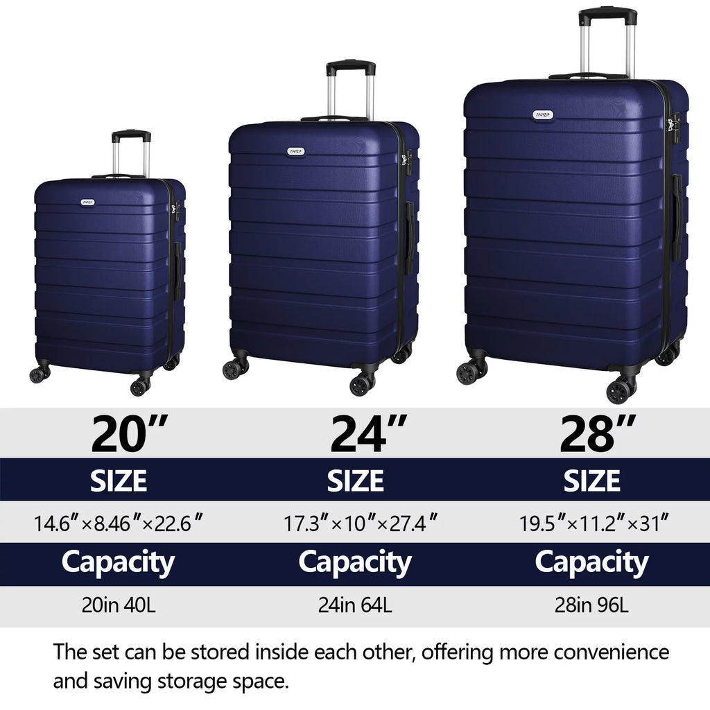 3PCS PC+ABS Hardside Lightweight Luggage Set with TSA Lock N276