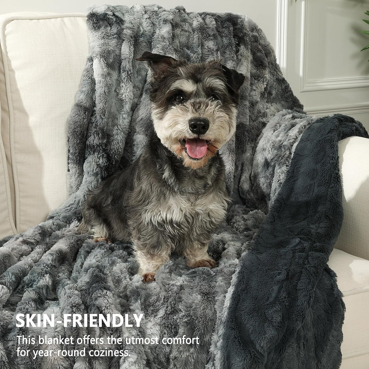 Oversized Soft Fuzzy Faux Fur Sherpa Throw Blanket 60''x80'' Gray J226578