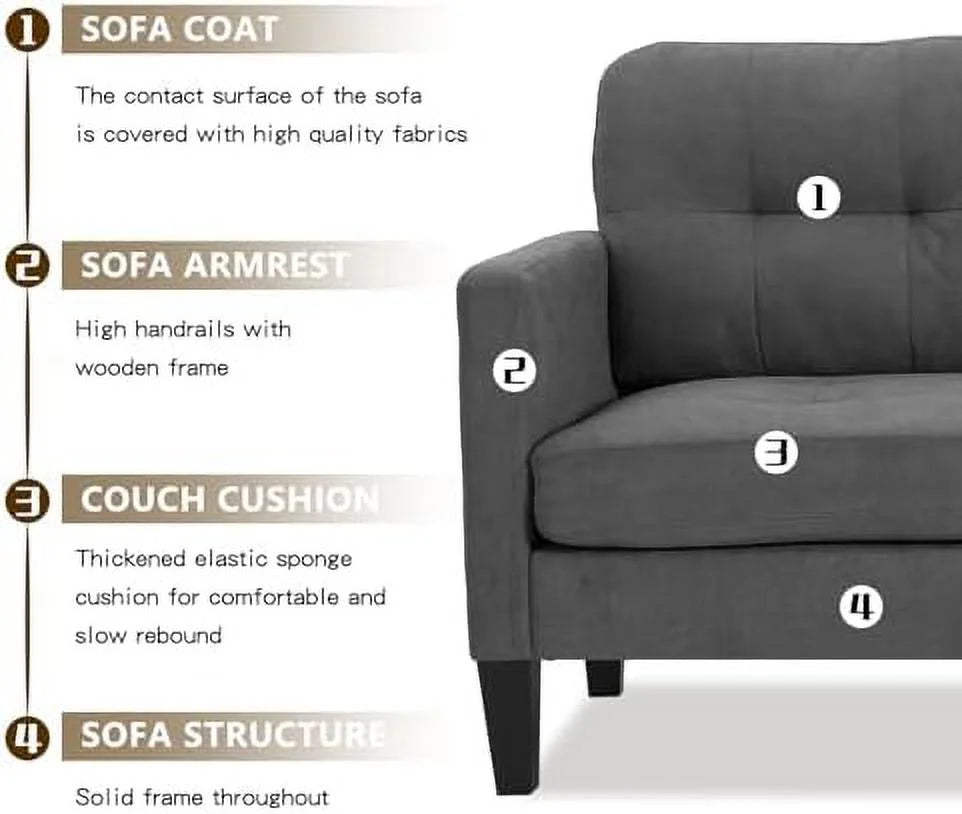Convertible Sectional Sofa L Shaped Couch with Reversible Chaise Grey S598907