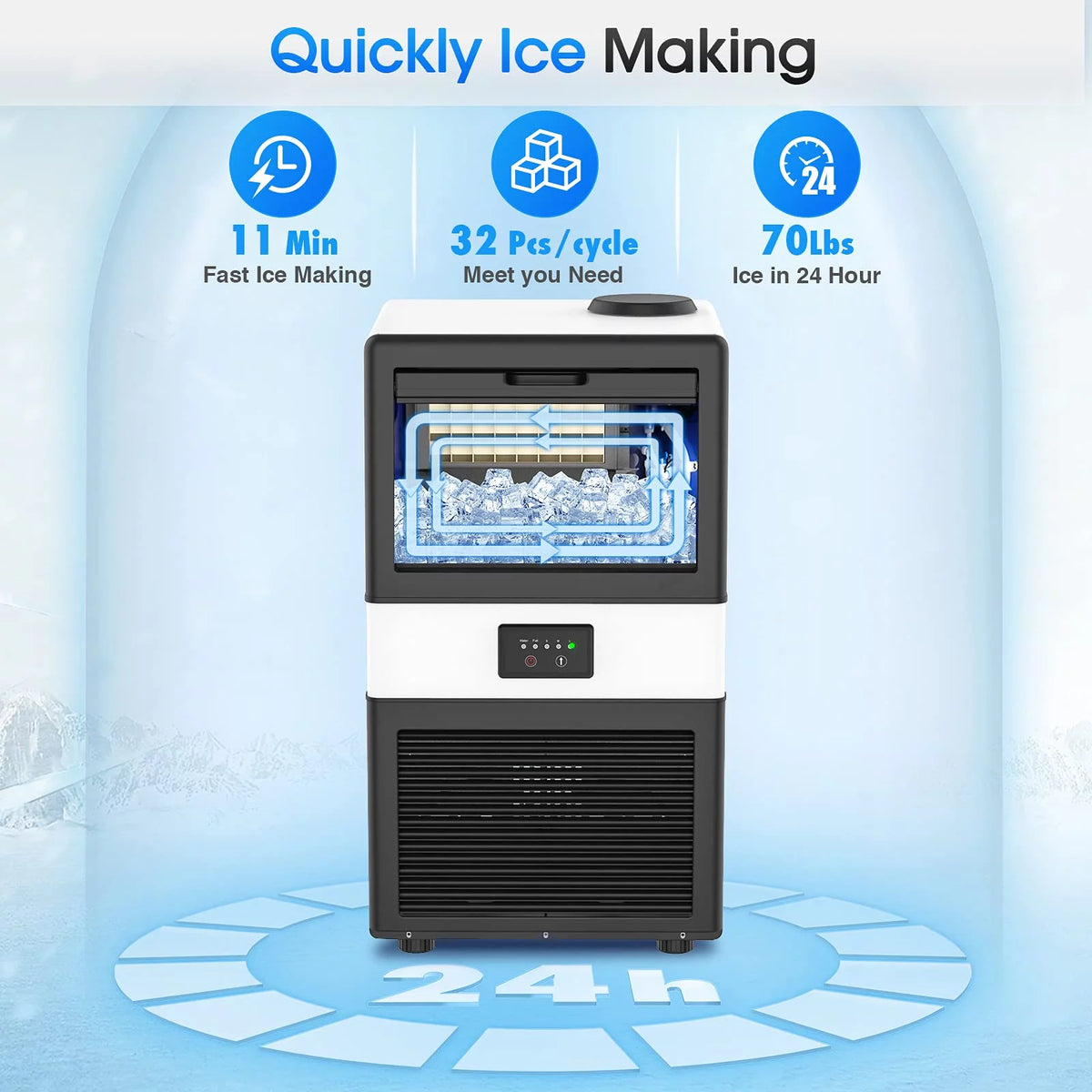 100 lbs Stainless Steel Commercial Ice Machine Y554