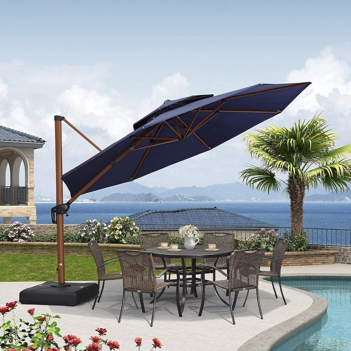 11ft Beige Cantilever Patio Umbrella L593249