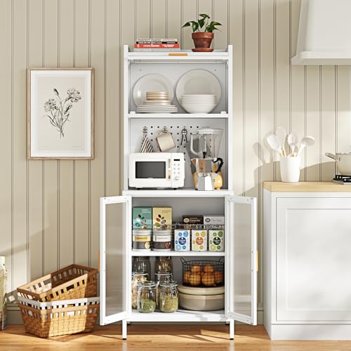 White 72.6" Tall Kitchen Pantry Cabinet with Storage L8936
