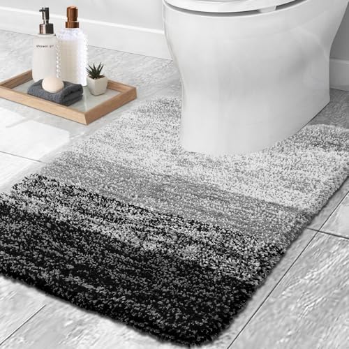 Grey U-Shaped Microfiber Toilet Bath Mat C9747