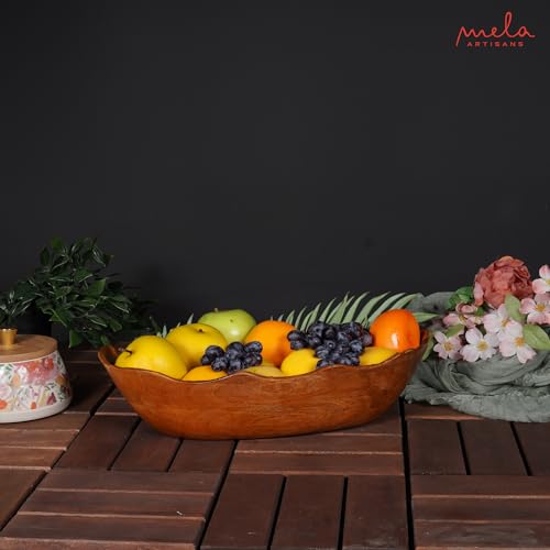 Footed Wooden Fruit Bowl (Mangowood, Natural) O62043