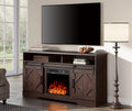 Farmhouse Sliding Barn Door TV Stand for TVs Up to 65 inch, Rustic Brown U5673