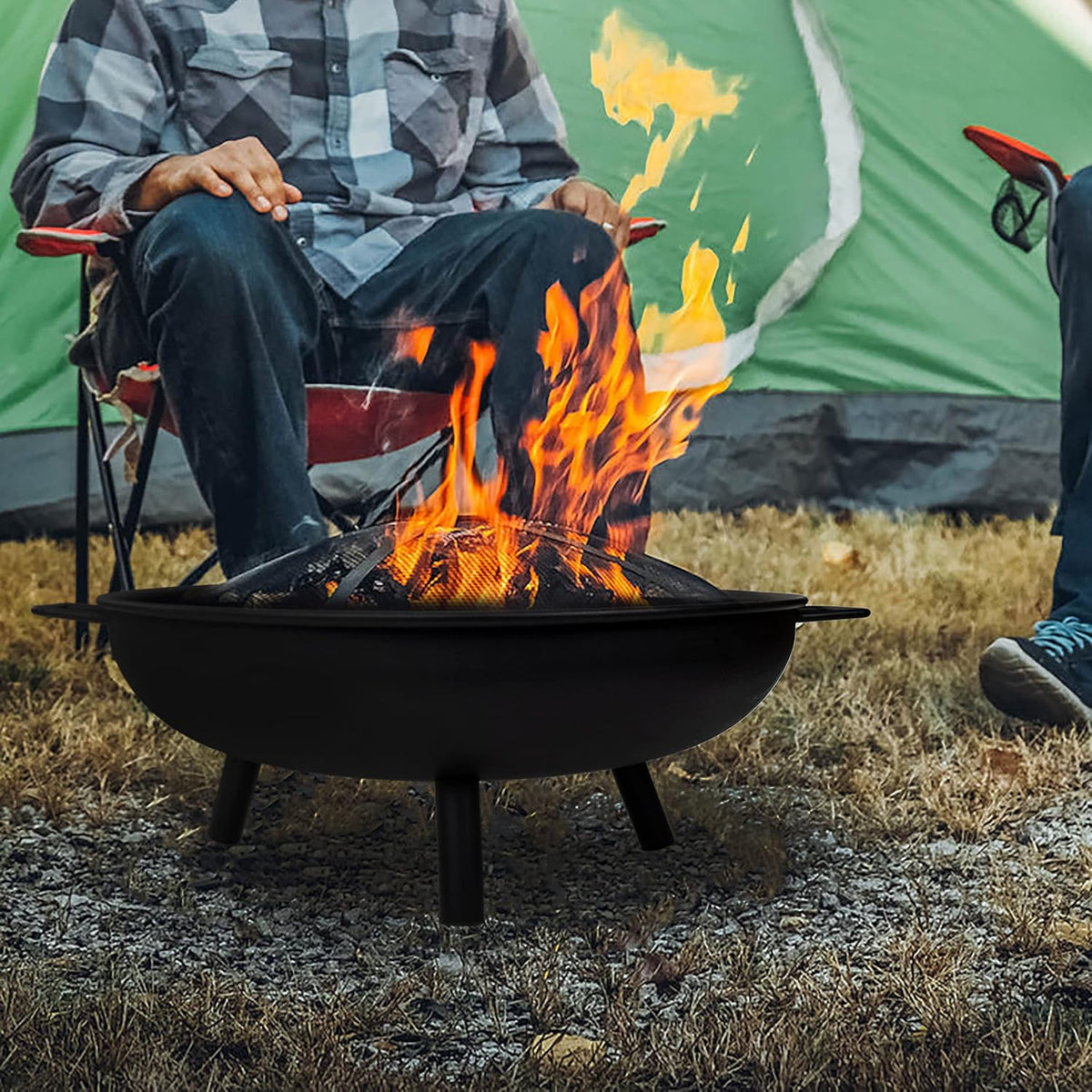 Round Metal Fire Pit Bowl with Handles Z8319