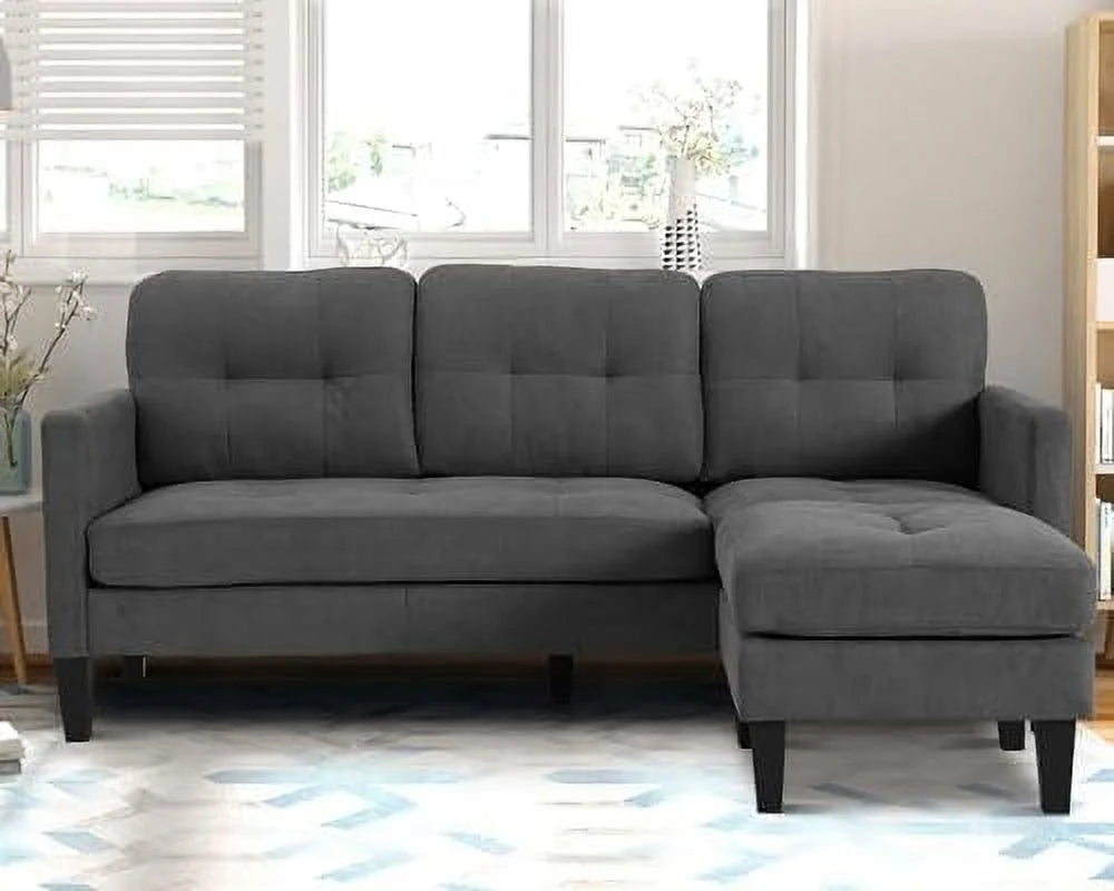 Convertible Sectional Sofa L Shaped Couch with Reversible Chaise Grey S598907