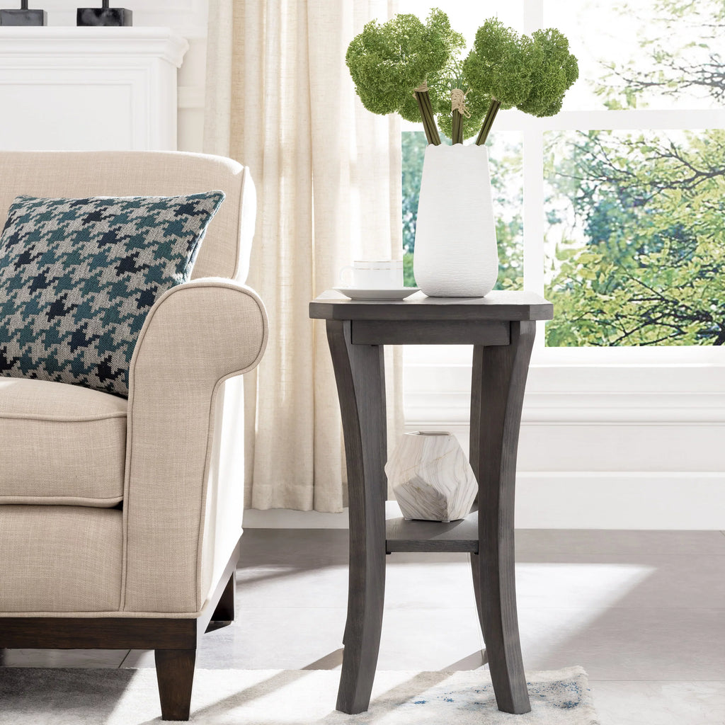 Rustic Gray Narrow Side Table with Shelf G420877