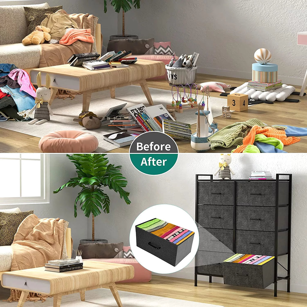 Black Gray 8 Drawer Fabric Dresser Z55557