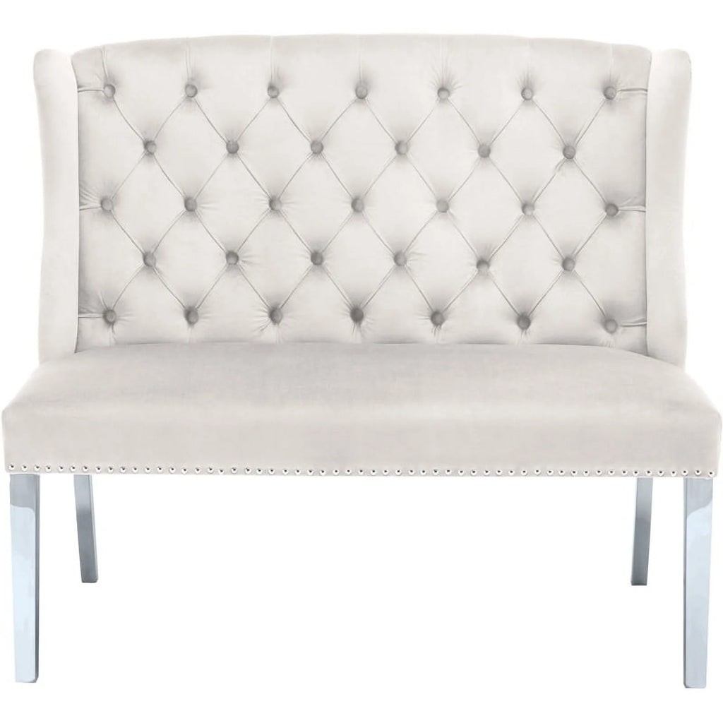 Cream Velvet Settee Bench A529