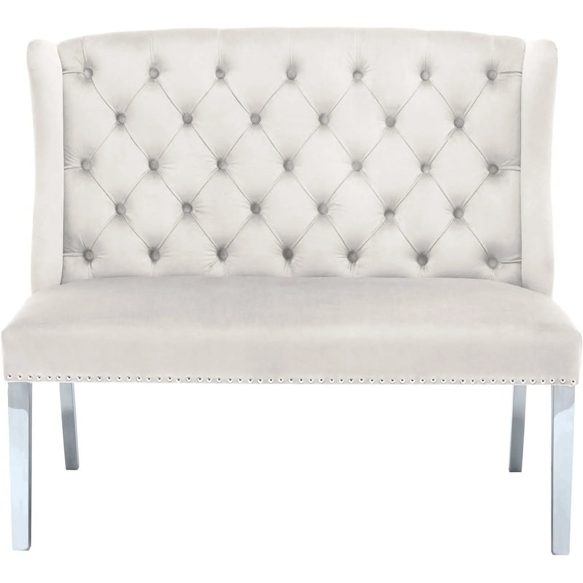 Cream Velvet Settee Bench A529