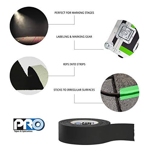 Black Gaffers Tape 1x22 x 55 Yard Roll (Pack of 48) Q746