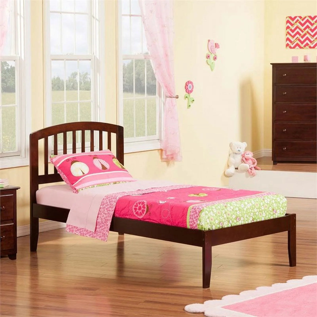 Solid Wood Twin XL Spindle Platform Bed with USB R445