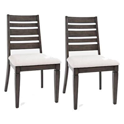 Fabric Ladder Back Side Chair in Brown X637468
