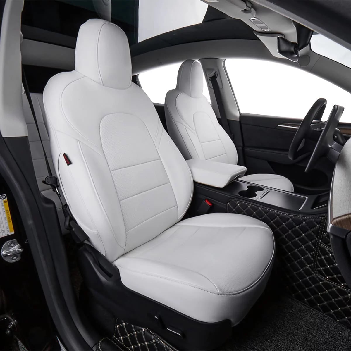 Custom Fit Car Seat Covers Full Set Leatherette White F785254
