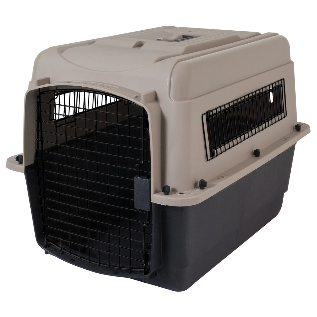 Plastic Travel Dog Kennel 28" Taupe/Black P9655