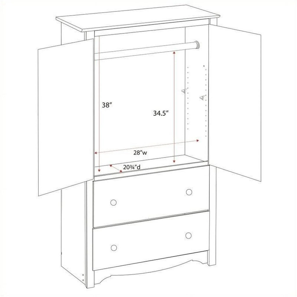 White Engineered Wood TV Armoire G401