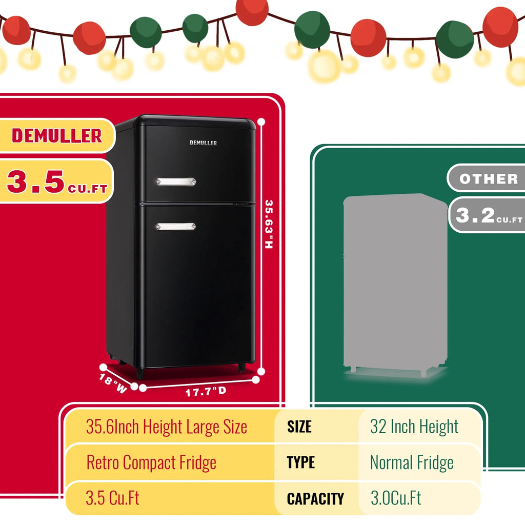 3.5 Cu.ft Dual Door Small Refrigerator with Freezer J2349