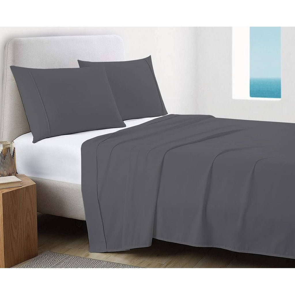 Queen Navy Blue Organic Cotton Sateen Flat Sheets J976531