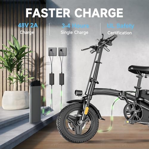 14" Mini Folding Electric Bike with 48V12AH Removable Battery M298