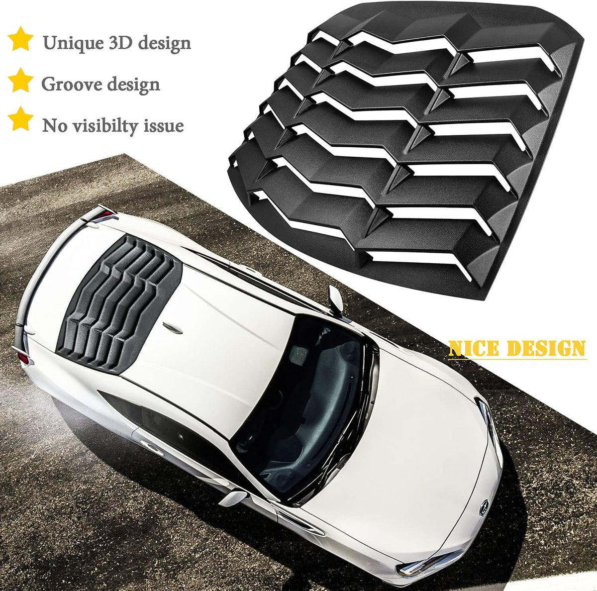 Rear Window Louver ABS Matte Black Windshield Sunshade Cover C97103