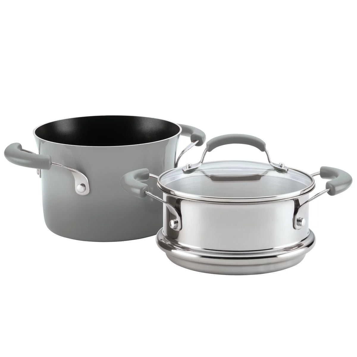 3 Qt Nonstick Porcelain Enamel Covered Multi Pot Set with Steamer I359883