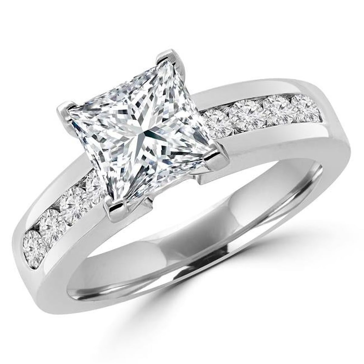 14K White Gold Princess Diamond Solitaire Engagement Ring J363100