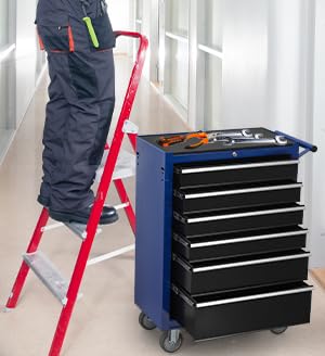 6-Drawer Rolling Metal Tool Chest with Wheels and Keyed Locking S6392