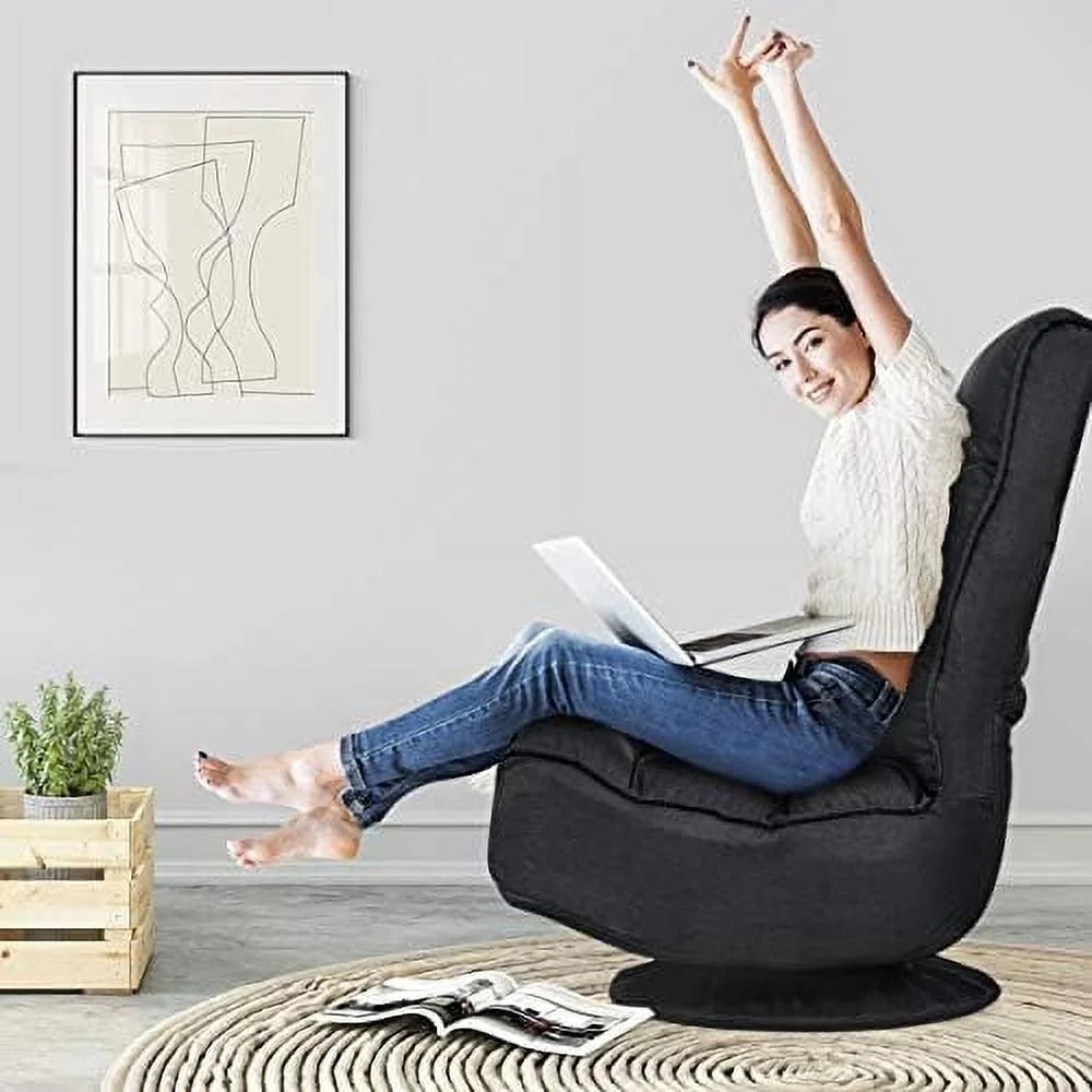 Folding Swivel Floor Chair with 6 Positions Adjustable W21824