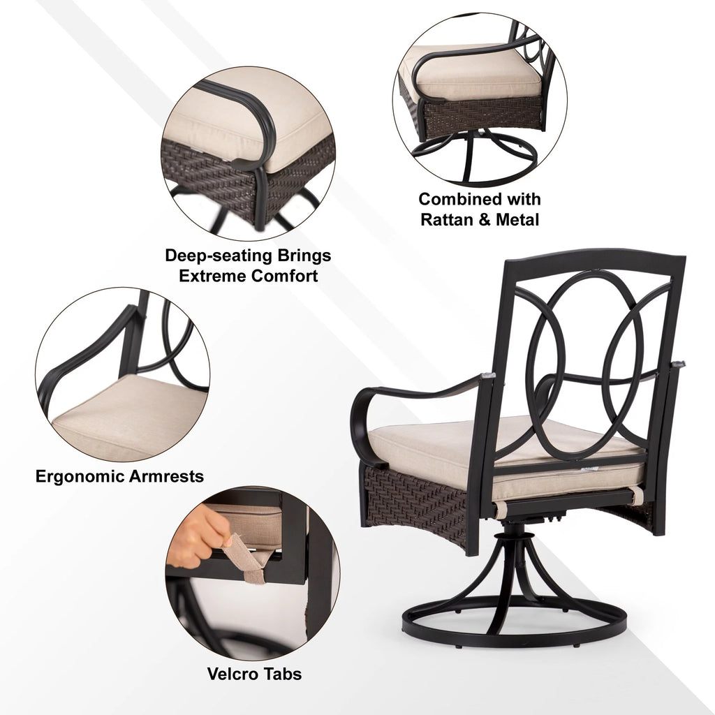 7/8-Piece Patio Dining Set with Swivel Chairs and Umbrella F333
