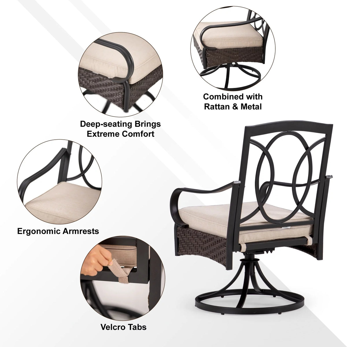 7/8-Piece Patio Dining Set with Swivel Chairs and Umbrella F333