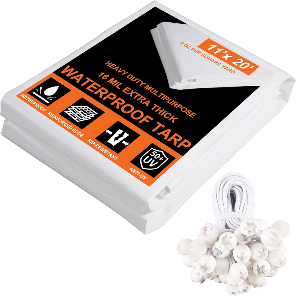 Heavy Duty Waterproof Tarp 11x20 Ft with Grommets Pack of 2 X470