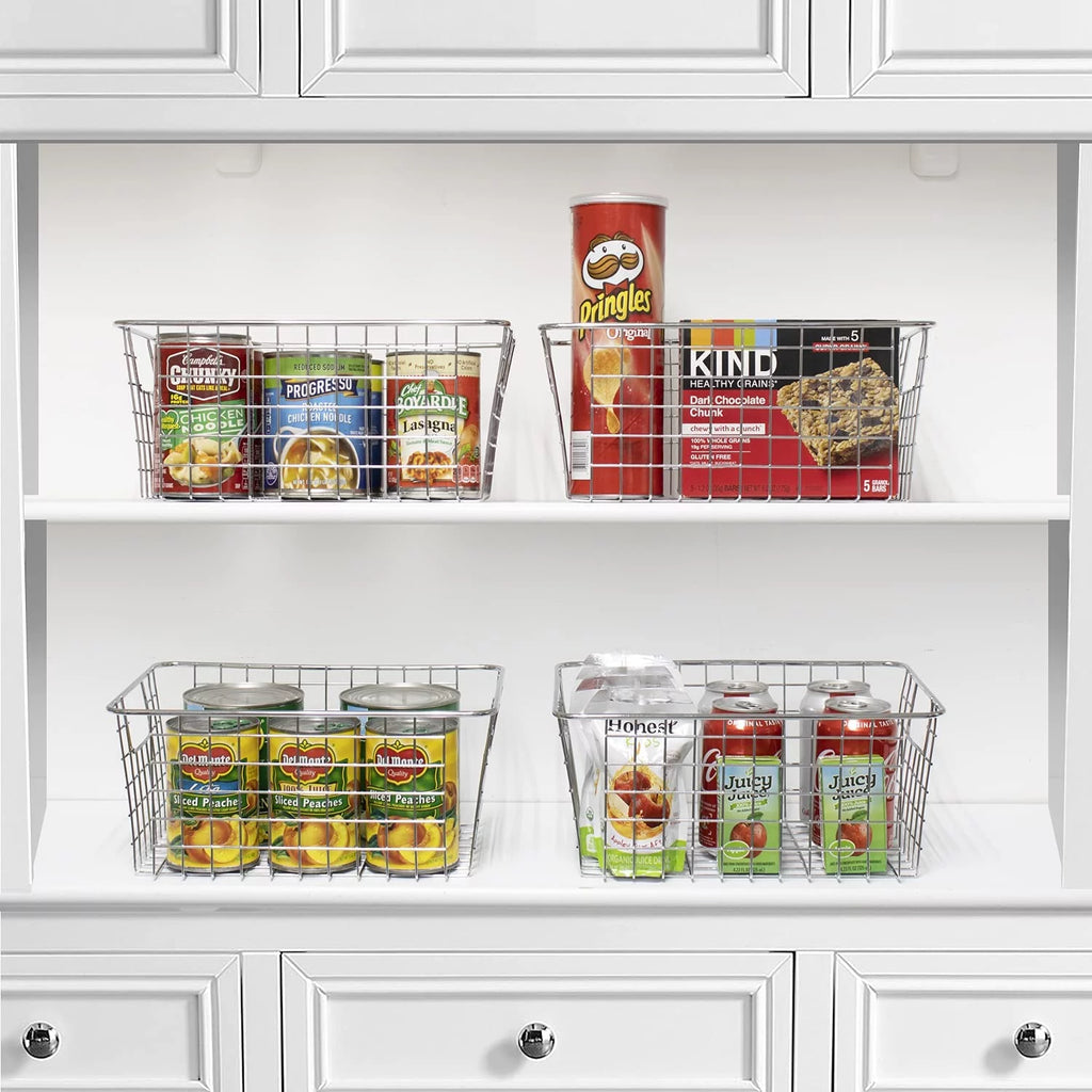 Metal Wire Storage Baskets 4-Pack Silver I953
