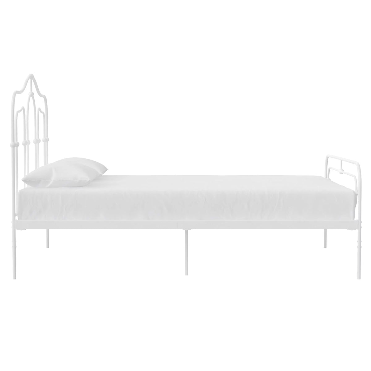 Off White Full Size Metal Bed with Headboard and Footboard R3570