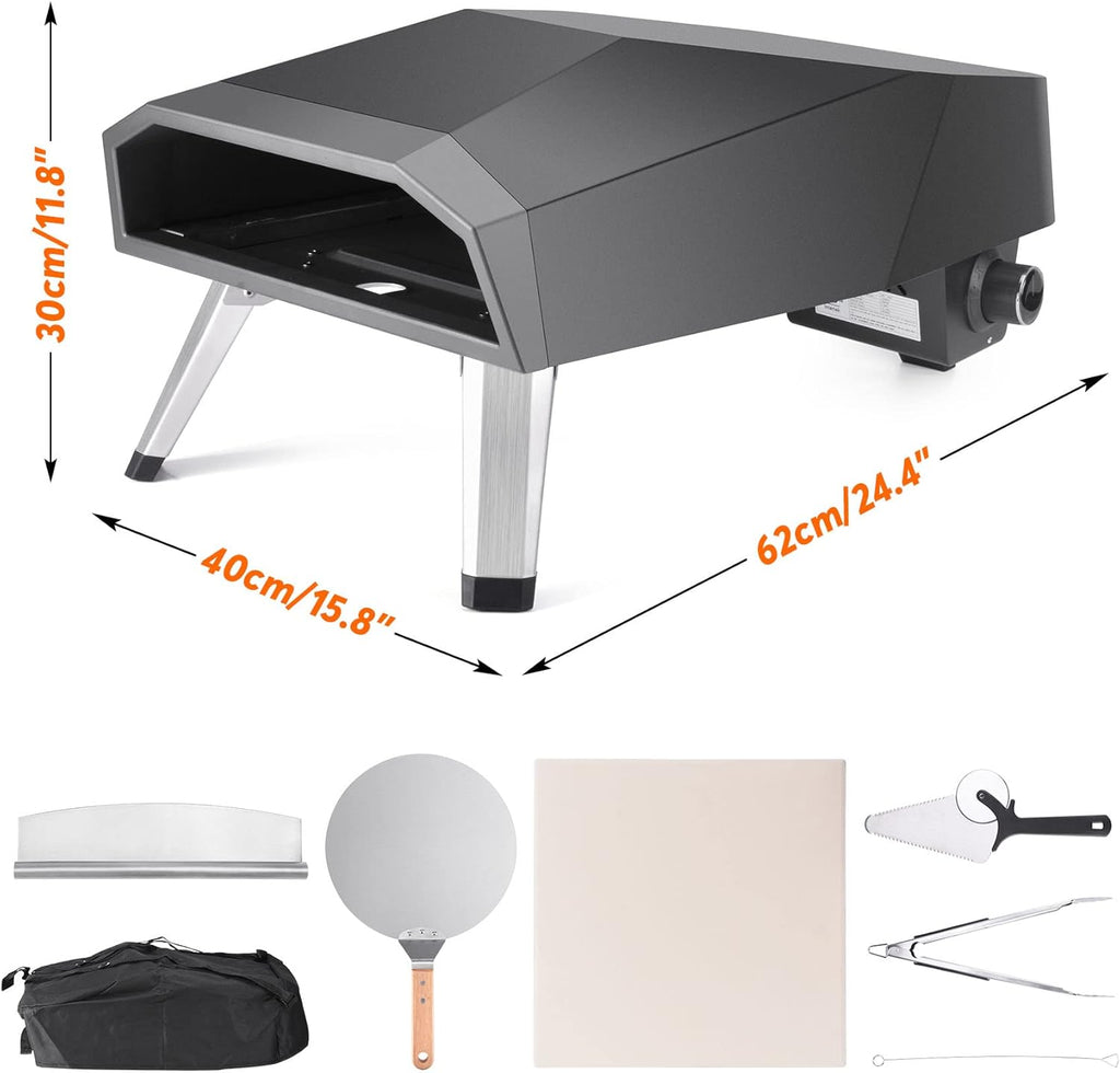 12 Portable Gas Pizza Oven with Pizza Stone and Pizza Cutter L3677