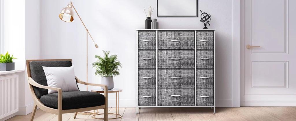 12 Drawer Gray White Dresser N64866