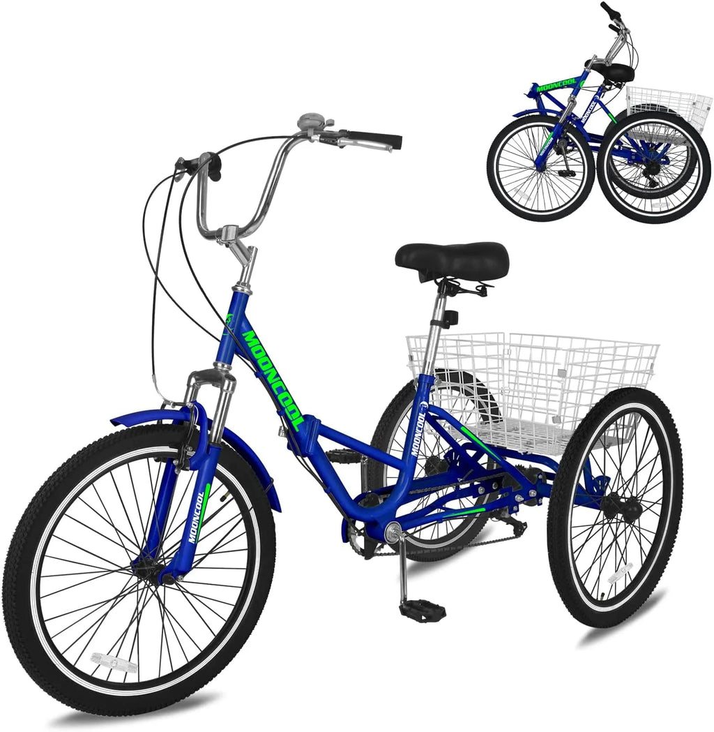 Folding 7 Speed Adult Tricycle with Large Basket V6693