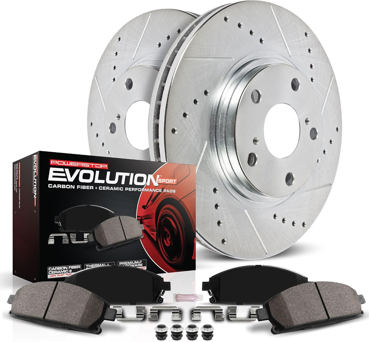 Carbon-Fiber Ceramic Brake Pad and Drilled and Slotted Rotor Kit V1023