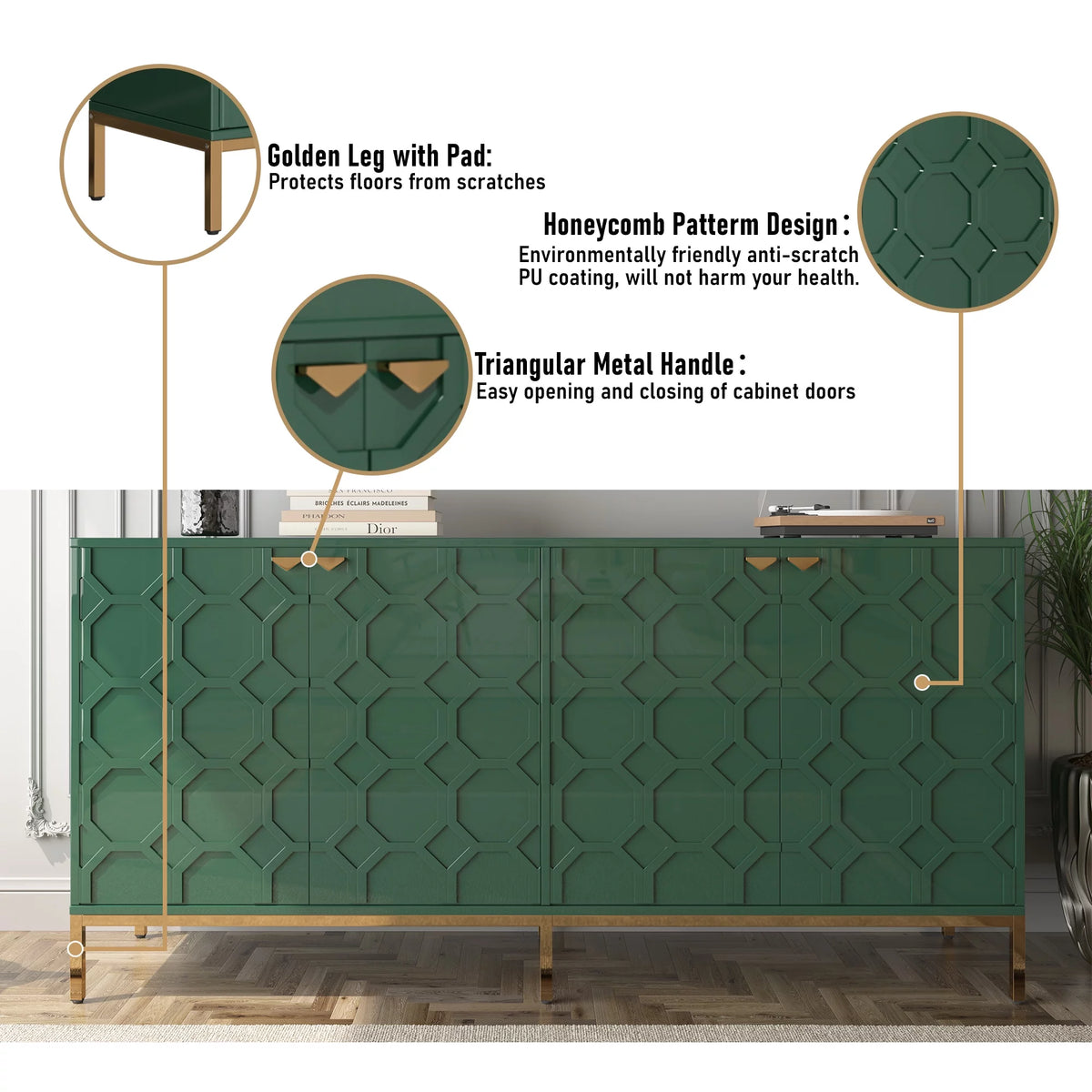 Green High Gloss TV Stand J748343