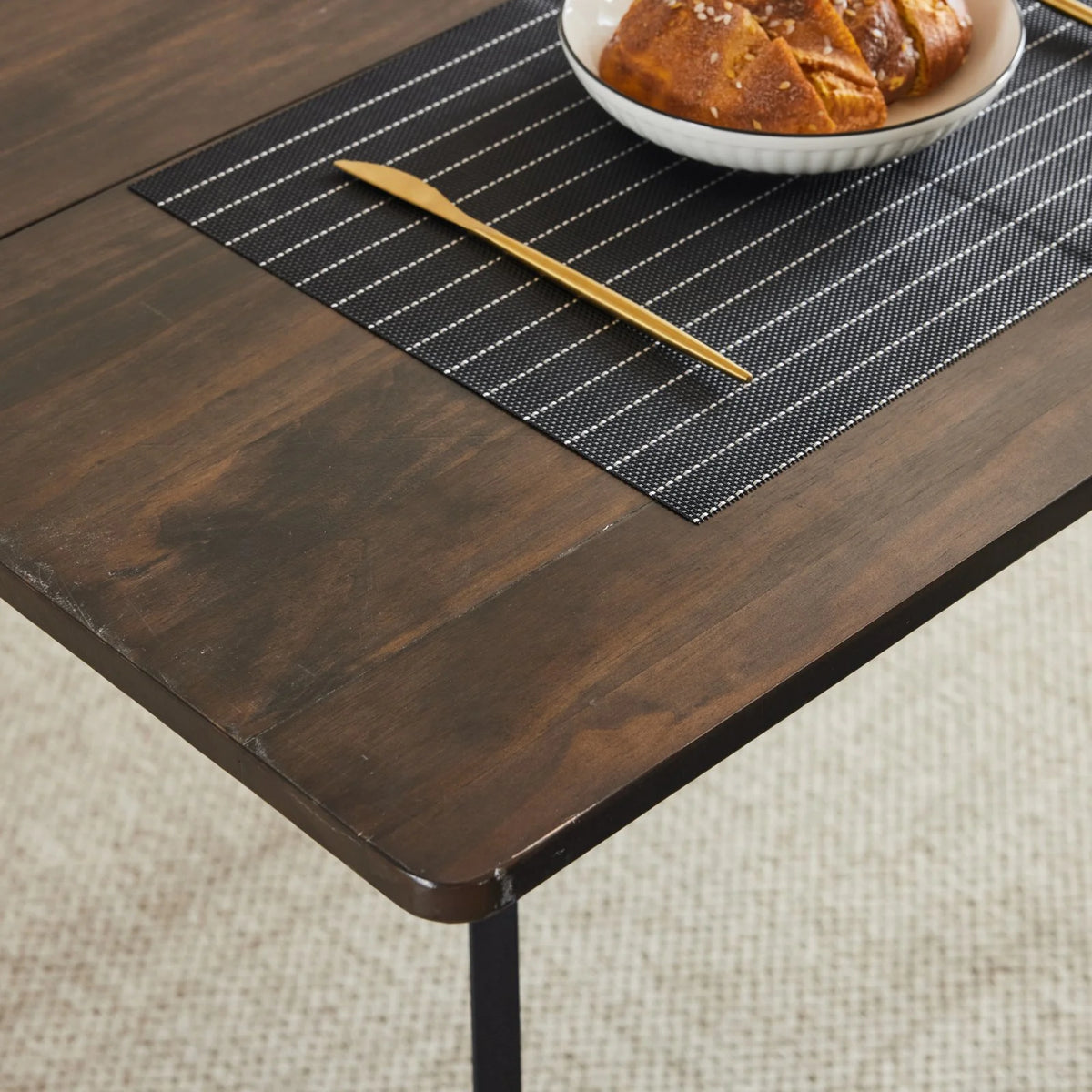 Black Faux Marble Dining Table Set for 6 I636207