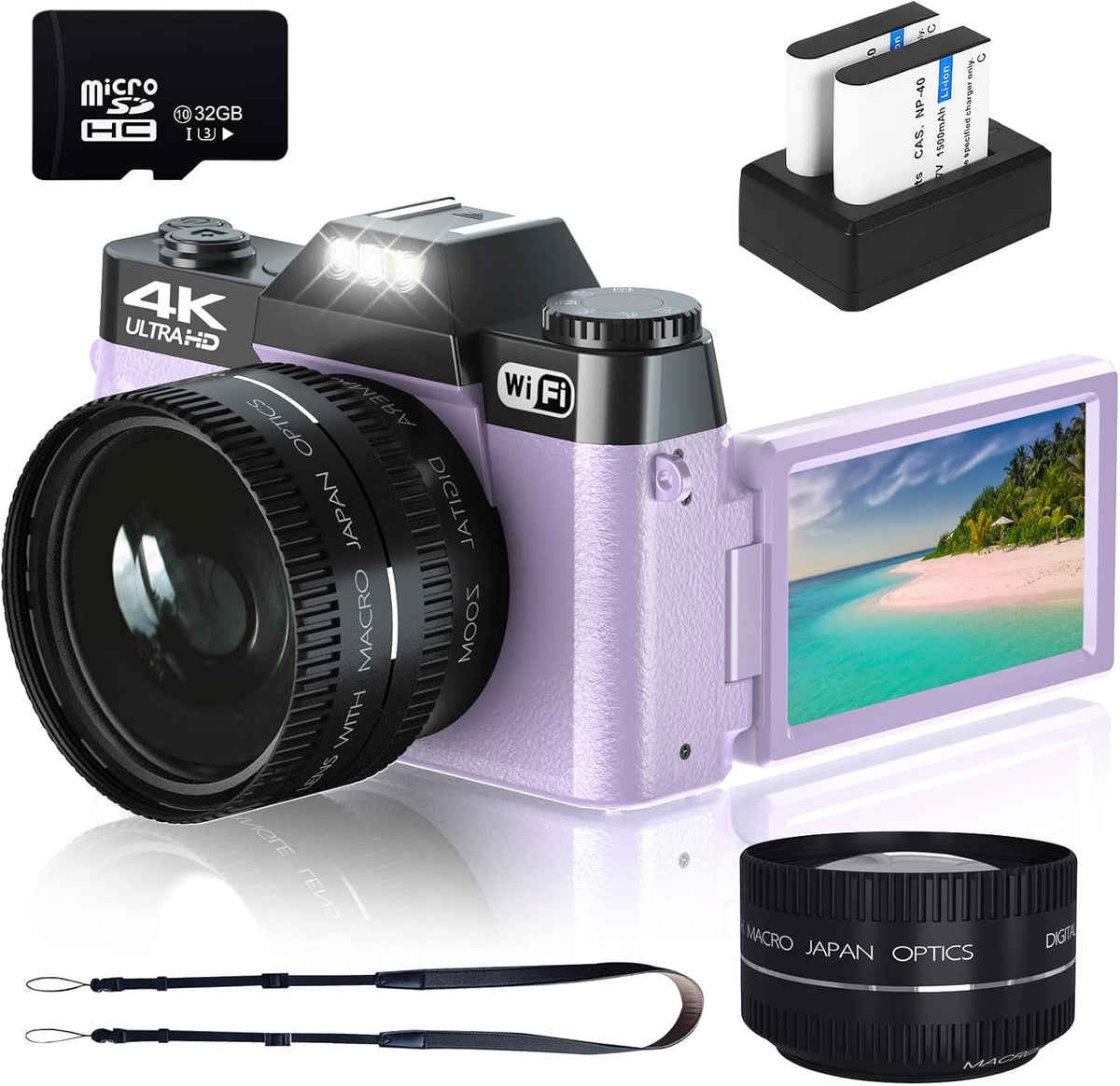 4K Digital Camera with WiFi, 16X Digital Zoom, 32GB SD Card K939884