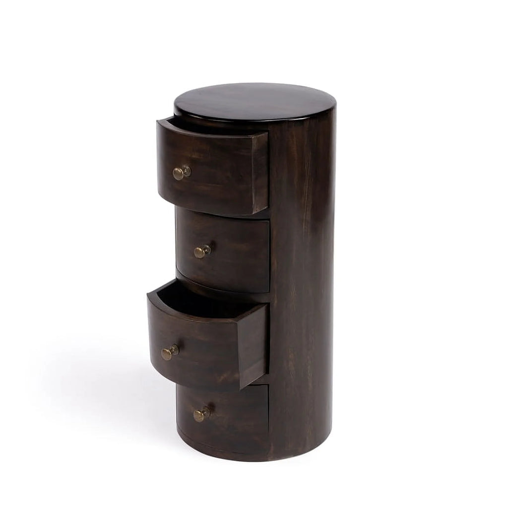 Dark Brown Mango Wood End Table with Storage Set of 2 W3676