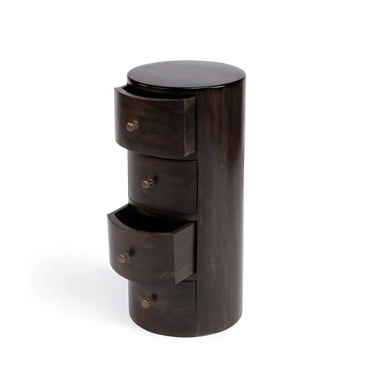 Dark Brown Mango Wood End Table with Storage Set of 2 W3676